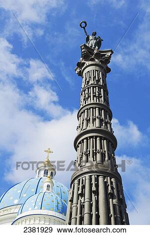 Stock Photo - Memorial Column to Russo-Turkish war in front of Trinity Cathedral; St. Petersburg, Russia. Fotosearch
