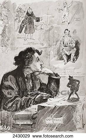 Stock Photo - Memories of Grimaldi. Illustration by Harry Furniss for the Charles Dickens novel Memoirs of Joseph Grimaldi, from The Testimonial Edition published 1910.. Fotosearch