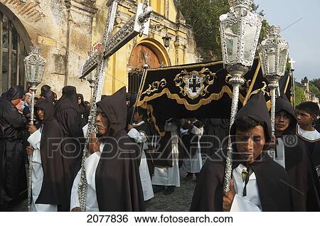 Men & Boys Carrying A Silver Crucifix And A Baldachin During The Holy Burial Procession On Good Friday In Antigua Guatemala, Sacatep View Large Photo Image Stock Photograph - Men & Boys Carrying A Silver Crucifix And A Baldachin During The Holy Burial Procession On Good Friday In Antigua Guatemala, Sacatep. Fotosearch