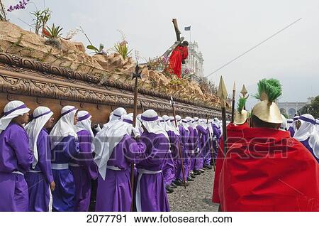 Men Carrying The Anda (Float) Of Jesus Carrying The Cross During The Procession Of The Holy Cross On Good Friday In Antigua Guatemala, Sacatep View Large Photo Image Stock Image - Men Carrying The Anda (Float) Of Jesus Carrying The Cross During The Procession Of The Holy Cross On Good Friday In Antigua Guatemala, Sacatep. Fotosearch