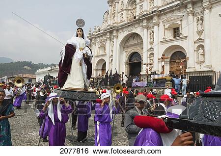 Men Carrying The Andas (Floats) Of Saints During The Procession Of The Holy Cross On Good Friday In Antigua Guatemala, Sacatep View Large Photo Image Stock Photograph - Men Carrying The Andas (Floats) Of Saints During The Procession Of The Holy Cross On Good Friday In Antigua Guatemala, Sacatep. Fotosearch