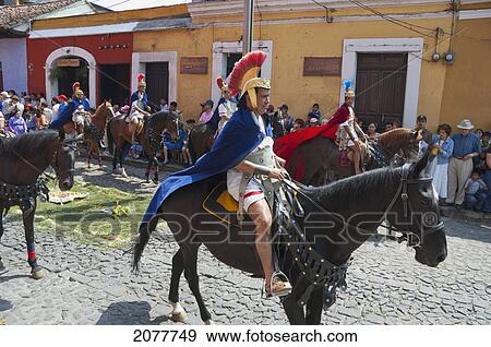 Men Dressed As Roman Soldiers On Horseback At The Procession Of The Holy Cross On Good Friday In Antigua Guatemala, Sacatep View Large Photo Image Stock Photo - Men Dressed As Roman Soldiers On Horseback At The Procession Of The Holy Cross On Good Friday In Antigua Guatemala, Sacatep. Fotosearch