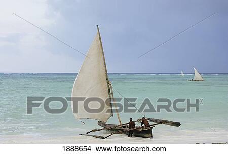 Men On Dhow On The Beach View Large Photo Image Picture - Men On Dhow On The Beach. Fotosearch