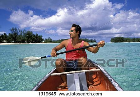 Men Paddling Canoe, Muri Lagoon View Large Photo Image Stock Photography - Men Paddling Canoe, Muri Lagoon. Fotosearch