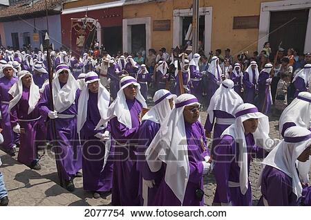 Men Wear Purple As A Sign Of Mourning At The Procession Of The Holy Cross On Good Friday In Antigua Guatemala, Sacatep View Large Photo Image Picture - Men Wear Purple As A Sign Of Mourning At The Procession Of The Holy Cross On Good Friday In Antigua Guatemala, Sacatep. Fotosearch