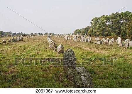 Menhirs In The Kermario Alignments, Carnac, Morbihan, France View Large Photo Image Stock Photo - Menhirs In The Kermario Alignments, Carnac, Morbihan, France. Fotosearch