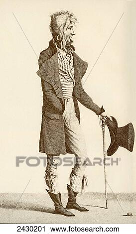 Stock Image - Men's fashion during the French Revolution. Les Incroyables. Members of a fashionable aristocratic subculture in Paris during the French Directory. From Illustrierte Sittengeschichte vom Mittelalter bis zur Gegenwart by Eduard Fuchs, published 1909.. Fotosearch