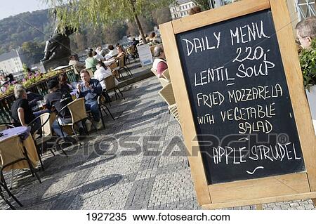 Menu Board At Restaurant Beside The River In The Centre Of Prague, Czech Republic View Large Photo Image Stock Photography - Menu Board At Restaurant Beside The River In The Centre Of Prague, Czech Republic. Fotosearch
