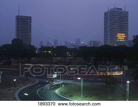 Stock Image - Merdeka Square By Night, High Angle View. Fotosearch