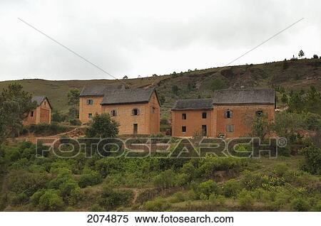 Stock Photography - Merina Village On The Road Between Antananarivo & Ambositra, Antananarivo Province, Madagascar. Fotosearch