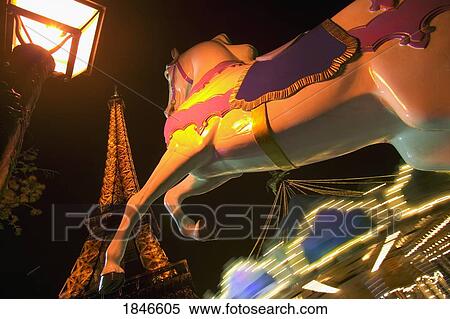 Stock Photography - Merry-Go-Round And Eiffel Tower; Paris, France. Fotosearch