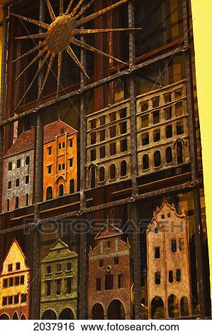 Metal Cut Out Picture Of Houses On A Window Frame In The Old Town; Chesky Krumlov Jihocesky Czech Republic View Large Photo Image Stock Photograph - Metal Cut Out Picture Of Houses On A Window Frame In The Old Town; Chesky Krumlov Jihocesky Czech Republic. Fotosearch