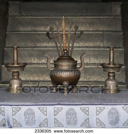 Stock Photography - Metal Objects At An Altar In The Temple Of Heaven; Beijing, China. Fotosearch
