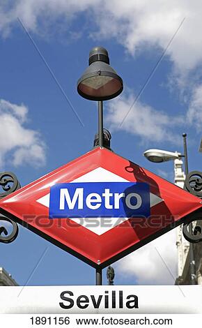 Metro Sign At Sevilla Station View Large Photo Image Stock Photograph - Metro Sign At Sevilla Station. Fotosearch