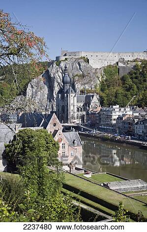 Meuse River Citadel And Cathedral; Dinant Namur Belgium View Large Photo Image Stock Image - Meuse River Citadel And Cathedral; Dinant Namur Belgium. Fotosearch