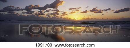 Mexico, Baja, Panoramic View Of Beach At Sunset, Shoreline With Reflections, Cumulus Clouds View Large Photo Image Stock Image - Mexico, Baja, Panoramic View Of Beach At Sunset, Shoreline With Reflections, Cumulus Clouds. Fotosearch