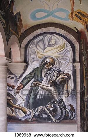 Stock Photo - Mexico, Guanajuato, City Of Guanajuato, Alhondiga De Granaditas, Murals Of Miguel Hidalgo (Mexican Revolutionary Hero), Painted By Jose Chavez Morado.. Fotosearch