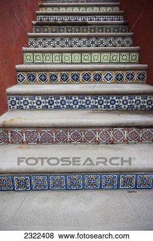 Mexico, Guanajuato, San Miguel de Allende, Staircase with colorful decorative tiles View Large Photo Image Stock Photo - Mexico, Guanajuato, San Miguel de Allende, Staircase with colorful decorative tiles. Fotosearch