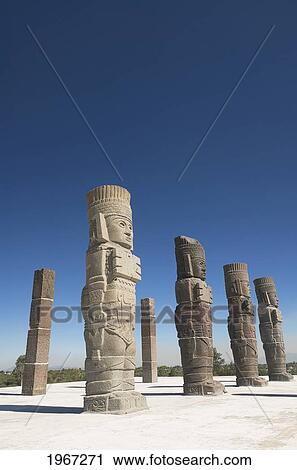 Mexico, Hidalgo, Tula De Allende, Archaelogical Zone Of Tula (Toltec Ruins), Temple Of Quetzalcoatl, Atlantes Warrior Statues. View Large Photo Image Stock Image - Mexico, Hidalgo, Tula De Allende, Archaelogical Zone Of Tula (Toltec Ruins), Temple Of Quetzalcoatl, Atlantes Warrior Statues.. Fotosearch