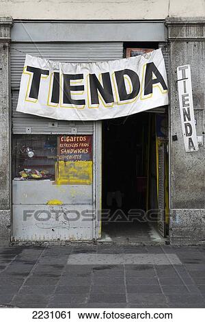 Stock Image - Mexico, Mexico City, Shop In Historic District; Zocalo. Fotosearch