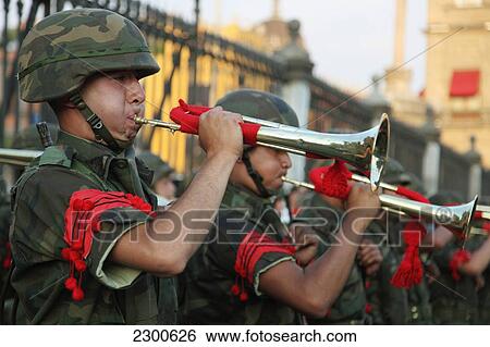 Mexico, Military Band Playing As Part Of Daily Flag Lowering Ceremony In El Zocalo Square; Mexico City View Large Photo Image Stock Photograph - Mexico, Military Band Playing As Part Of Daily Flag Lowering Ceremony In El Zocalo Square; Mexico City. Fotosearch