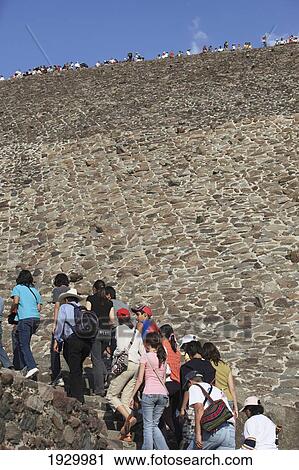 Mexico, Tourists climbing on Pyramid of the Sun; Teotihuacan Archeological Site View Large Photo Image Stock Image - Mexico, Tourists climbing on Pyramid of the Sun; Teotihuacan Archeological Site. Fotosearch
