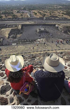Mexico, Tourists sitting at Pyramid of the Sun; Teotihuacan Archeological Site View Large Photo Image Stock Image - Mexico, Tourists sitting at Pyramid of the Sun; Teotihuacan Archeological Site. Fotosearch