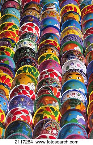 Mexico, Yucatan, Chichen Itza, colorful pottery for sale View Large Photo Image Picture - Mexico, Yucatan, Chichen Itza, colorful pottery for sale. Fotosearch