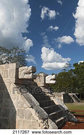 Stock Photo - Mexico, Yucatan, Chichen Itza, Platform of the Eagles and Jaguars. Fotosearch