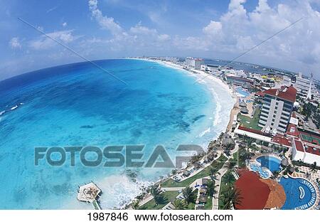 Stock Photograph - Mexico, Yucatan Peninsula, Beaches and resorts; Cancun. Fotosearch