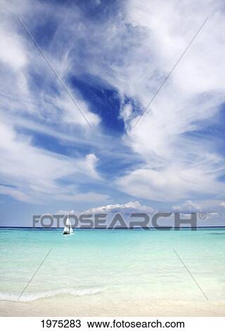 Mexico, Yucatan Peninsula, Sailboat Sailing On Turquoise Water. View Large Photo Image Stock Image - Mexico, Yucatan Peninsula, Sailboat Sailing On Turquoise Water.. Fotosearch