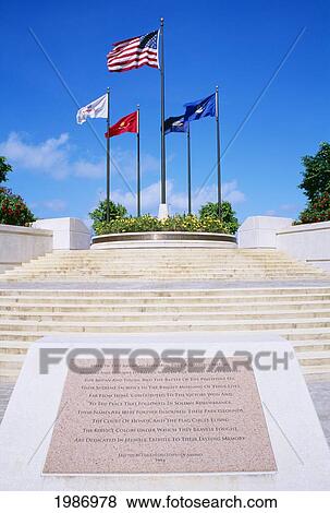 Stock Photo - Micronesia, American Memorial Park; Saipan, Court of Honor and Flag Circle at Plaque Commemorating World War II Battles. Fotosearch