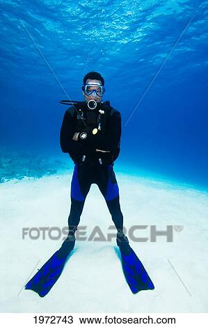 Micronesia, Diver Standing On Sea Bottom; Palua View Large Photo Image Stock Image - Micronesia, Diver Standing On Sea Bottom; Palua. Fotosearch