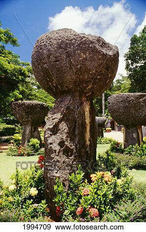 Micronesia, Guam, Closeup Of Latte Stones, Blue Sky View Large Photo Image Stock Photo - Micronesia, Guam, Closeup Of Latte Stones, Blue Sky. Fotosearch