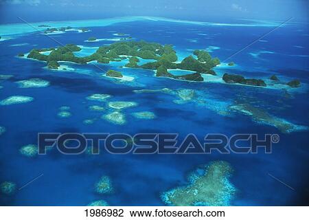 Micronesia, Palau, Aerial view; Rock Islands, Blue Ocean View Large Photo Image Stock Image - Micronesia, Palau, Aerial view; Rock Islands, Blue Ocean. Fotosearch
