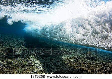 Stock Photo - Micronesia, Yap, Underwater View Of Surf Crashing On The Reef.. Fotosearch