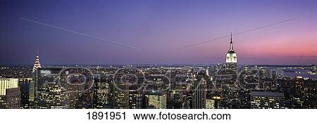 Midtown Manhattan Illuminated At Sunset, Elevated View View Large Photo Image Stock Image - Midtown Manhattan Illuminated At Sunset, Elevated View. Fotosearch