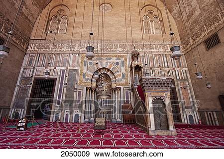 Stock Photo - Mihrav And Minbar In Sultan Hassan Mosque And Madrasa, Cairo, Al Qahirah, Egypt. Fotosearch