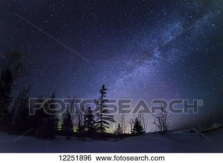 Stock Photograph - Milky way in the night sky; Grand Portage, Minnesota, United States of America. Fotosearch