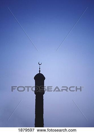 Stock Photo - Minaret Of A Small Mosque At Dusk, Yarkand. Fotosearch