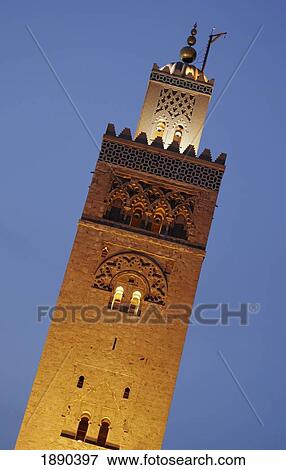 Stock Photo - Minaret Of Koutaoubia Mosque At Dusk. Fotosearch