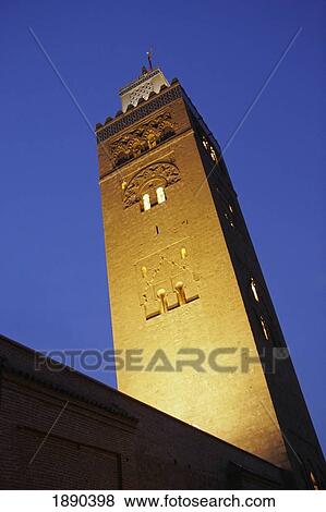 Stock Photo - Minaret Of Koutaoubia Mosque At Dusk. Fotosearch