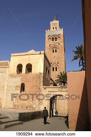 Minaret Of Koutoubia Mosque And Palm Tree, Marrakesh, Morocco View Large Photo Image Picture - Minaret Of Koutoubia Mosque And Palm Tree, Marrakesh, Morocco. Fotosearch