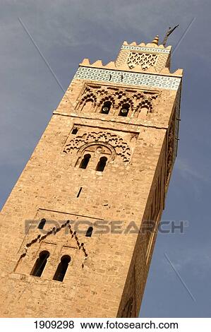 Minaret Of Koutoubia Mosque, Marrakesh, Morocco View Large Photo Image Stock Photo - Minaret Of Koutoubia Mosque, Marrakesh, Morocco. Fotosearch