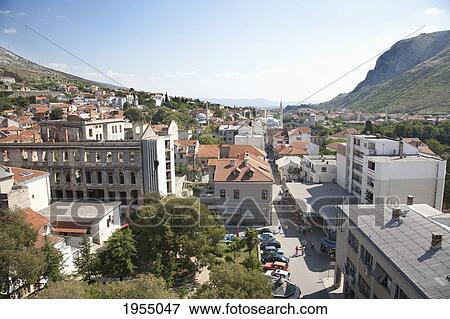Stock Photo - Minaret Of The Karadjozbeg Mosque, Mostar, Herzegovina-Neretva, Bosnia And Herzegovina. Fotosearch