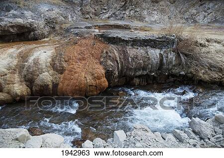 Stock Image - Mineral Hot Spring In The Pai Mori Gorge, Bamian Province, Afghanistan. Fotosearch