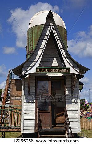 Stock Photograph - Mini mobile observatory, music festival; Dorset, England. Fotosearch