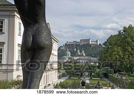 Mirabell Palace And Gardens With Hohensalzburg Fortress View Large Photo Image Stock Photo - Mirabell Palace And Gardens With Hohensalzburg Fortress. Fotosearch