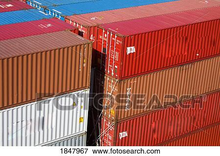Miraflores Locks, Panama Canal, Panama, Central America; Close-Up Of Freight On Cargo Ship View Large Photo Image Stock Photo - Miraflores Locks, Panama Canal, Panama, Central America; Close-Up Of Freight On Cargo Ship. Fotosearch