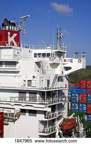 Miraflores Locks, Panama Canal, Panama, Central America; Container Ship In Lock View Large Photo Image Stock Photography - Miraflores Locks, Panama Canal, Panama, Central America; Container Ship In Lock. Fotosearch
